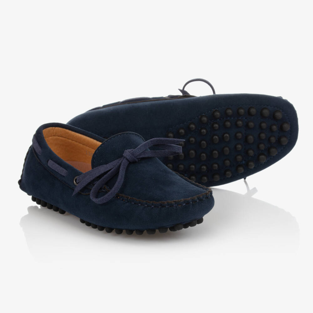 Romano-Boys Blue Faux Suede Moccasins | Childrensalon Outlet