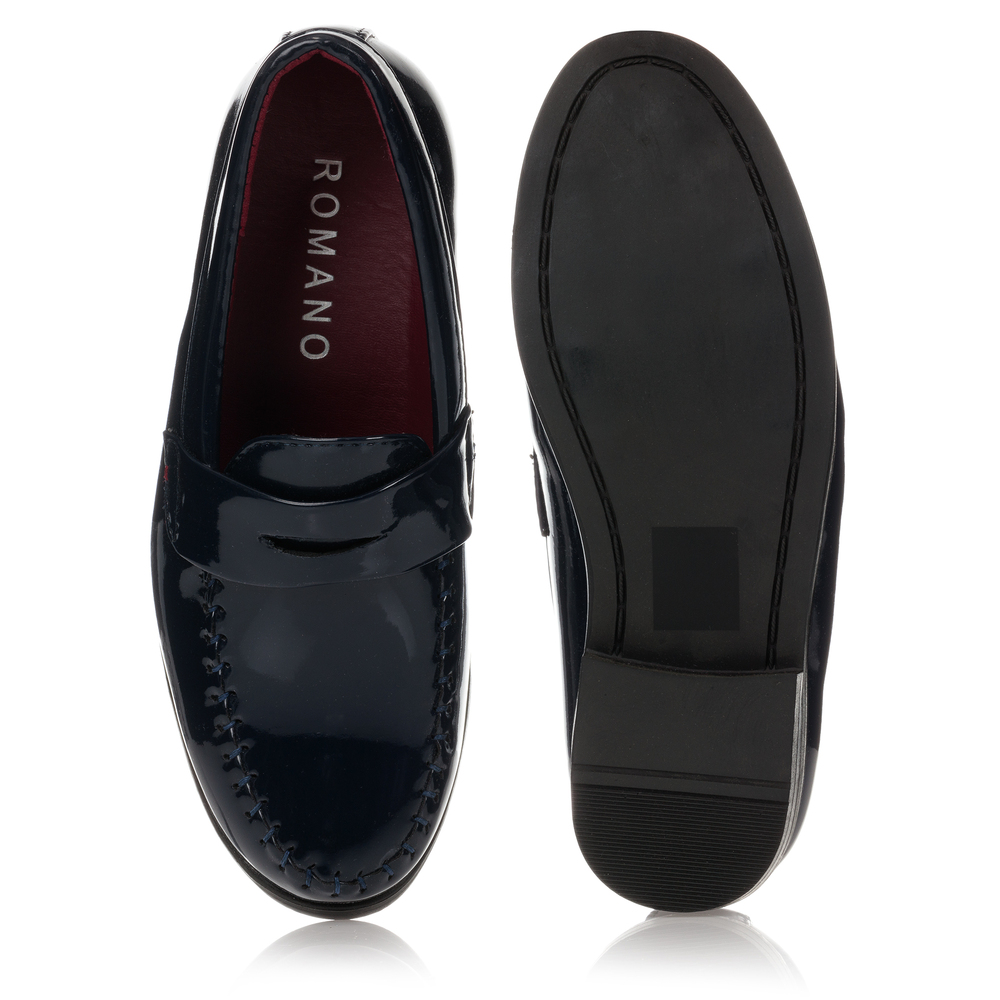 Romano Boys Blue Patent Loafers Childrensalon Outlet