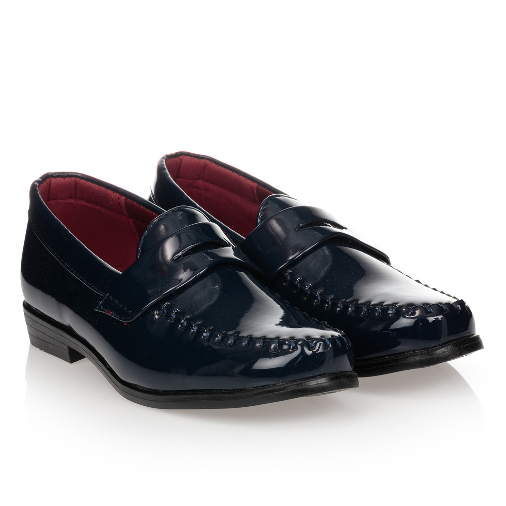 Romano - Boys Blue Patent Loafers | Childrensalon