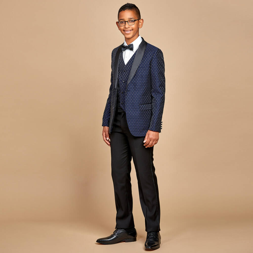 Romano-Boys Blue Satin Suit | Childrensalon Outlet