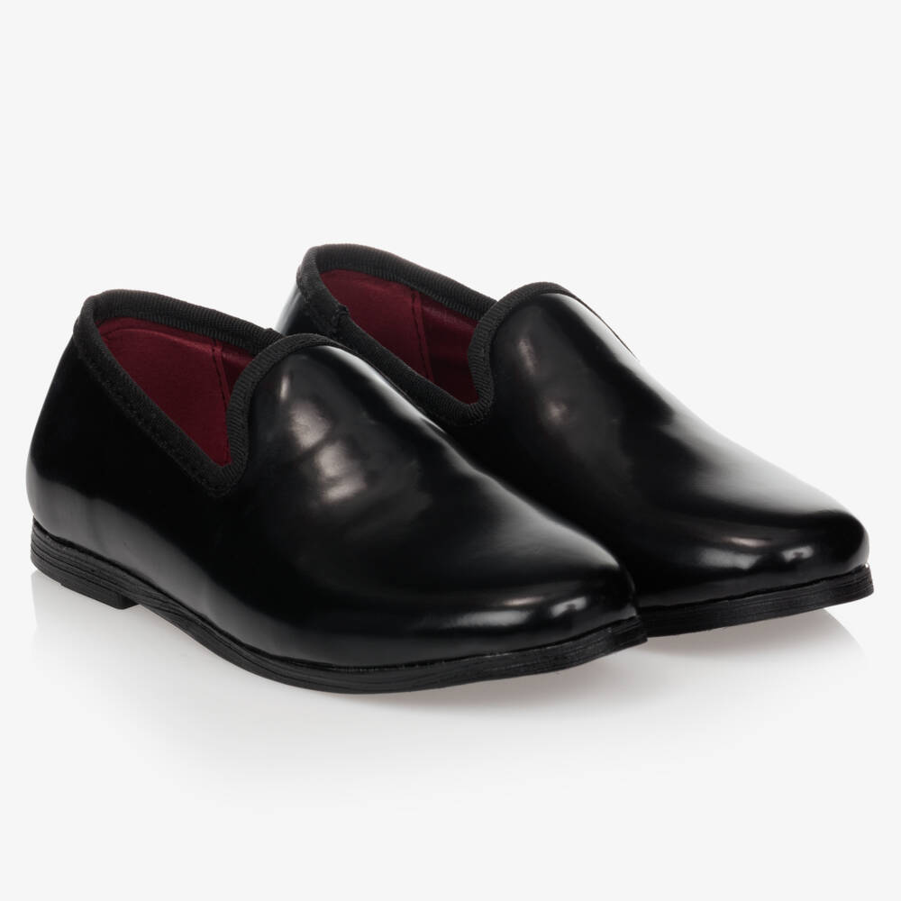 Romano-Boys Classic Black Slip-Ons | Childrensalon Outlet