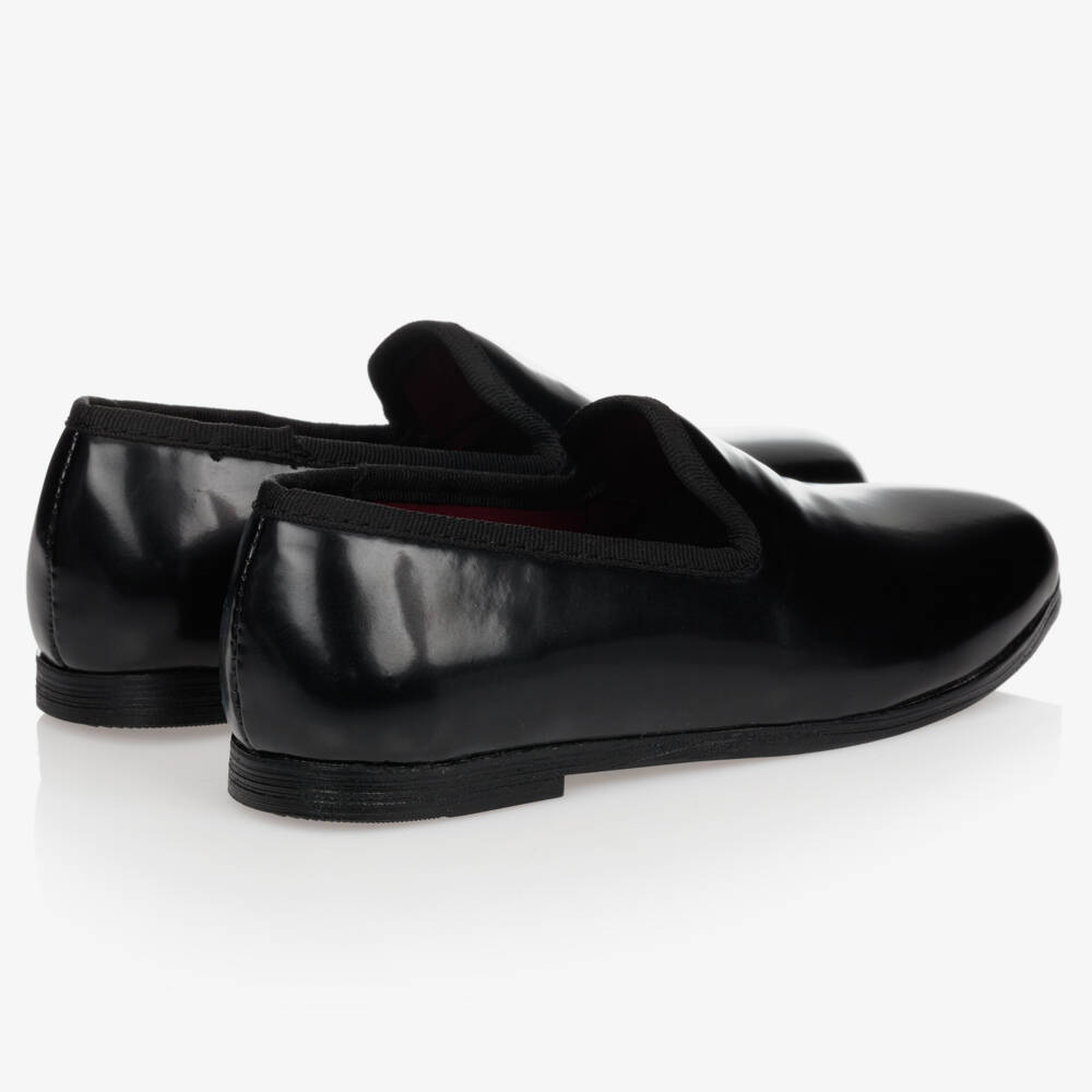 Romano-Boys Classic Black Slip-Ons | Childrensalon Outlet