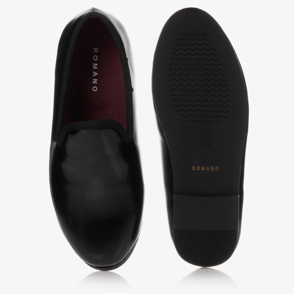 Romano-Boys Classic Black Slip-Ons | Childrensalon Outlet