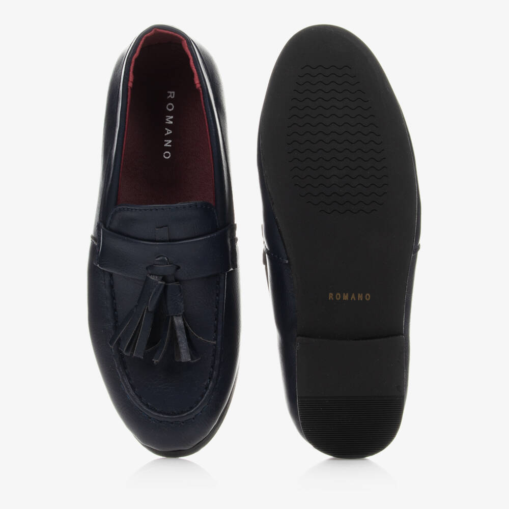Romano-Boys Classic Navy Tassel Loafers | Childrensalon Outlet