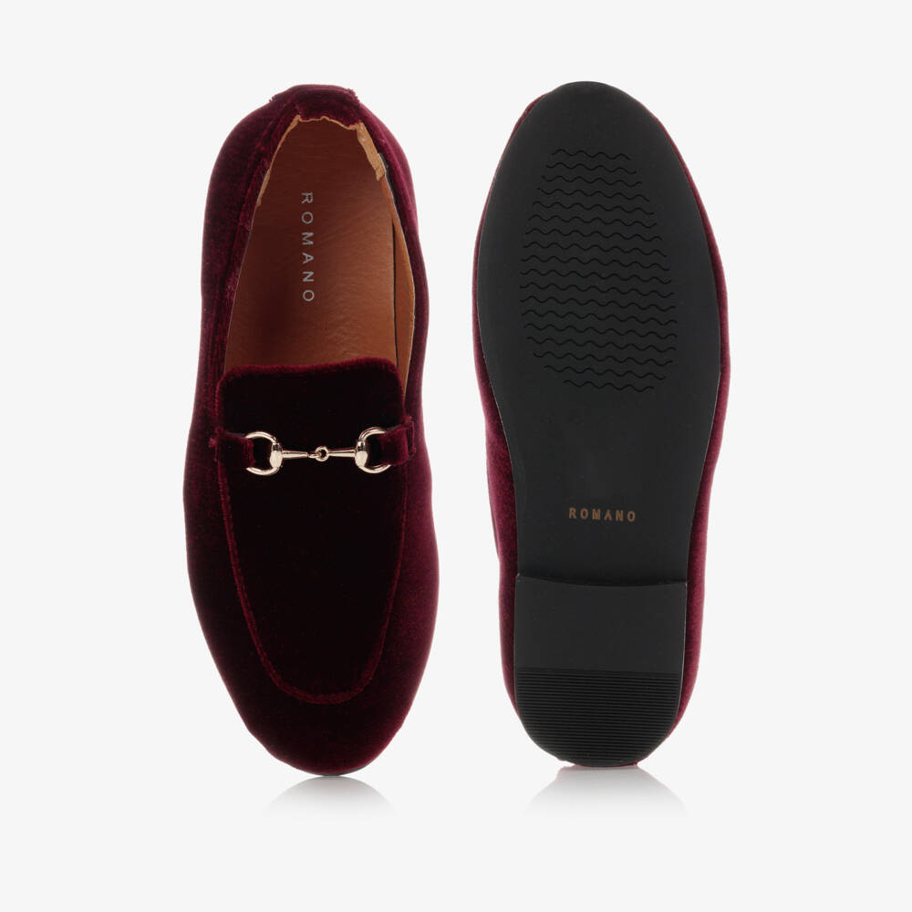 Romano-Boys Classic Red Velvet Loafers | Childrensalon Outlet