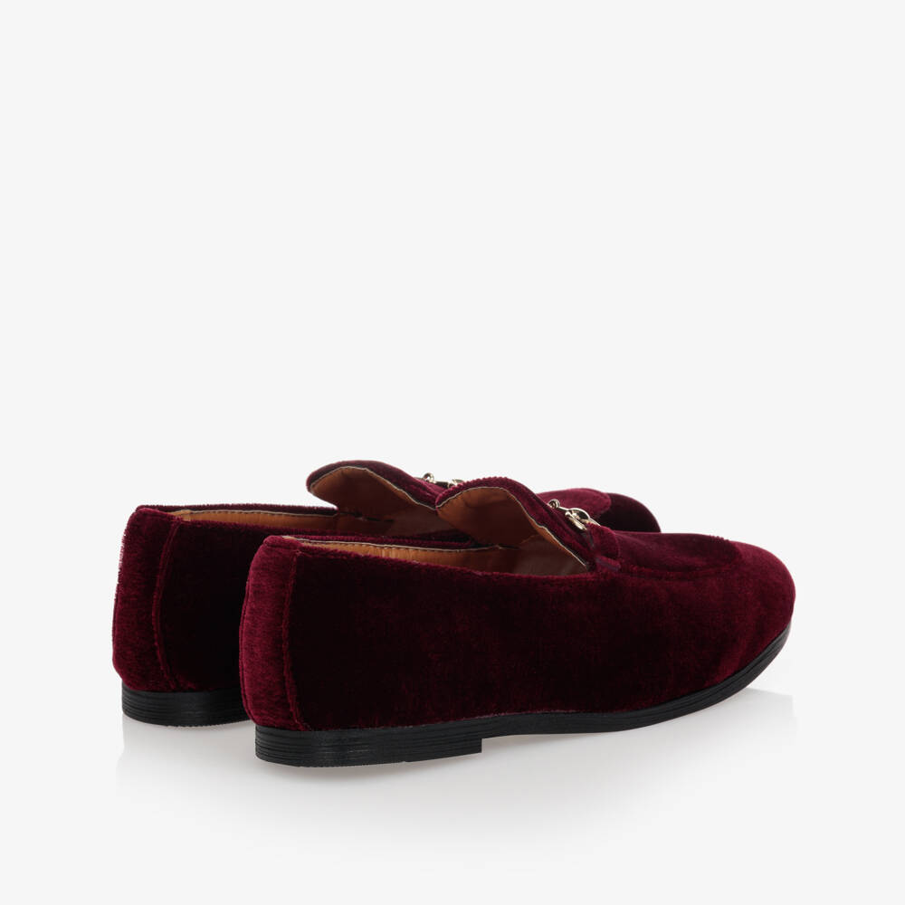 Romano-Boys Classic Red Velvet Loafers | Childrensalon Outlet