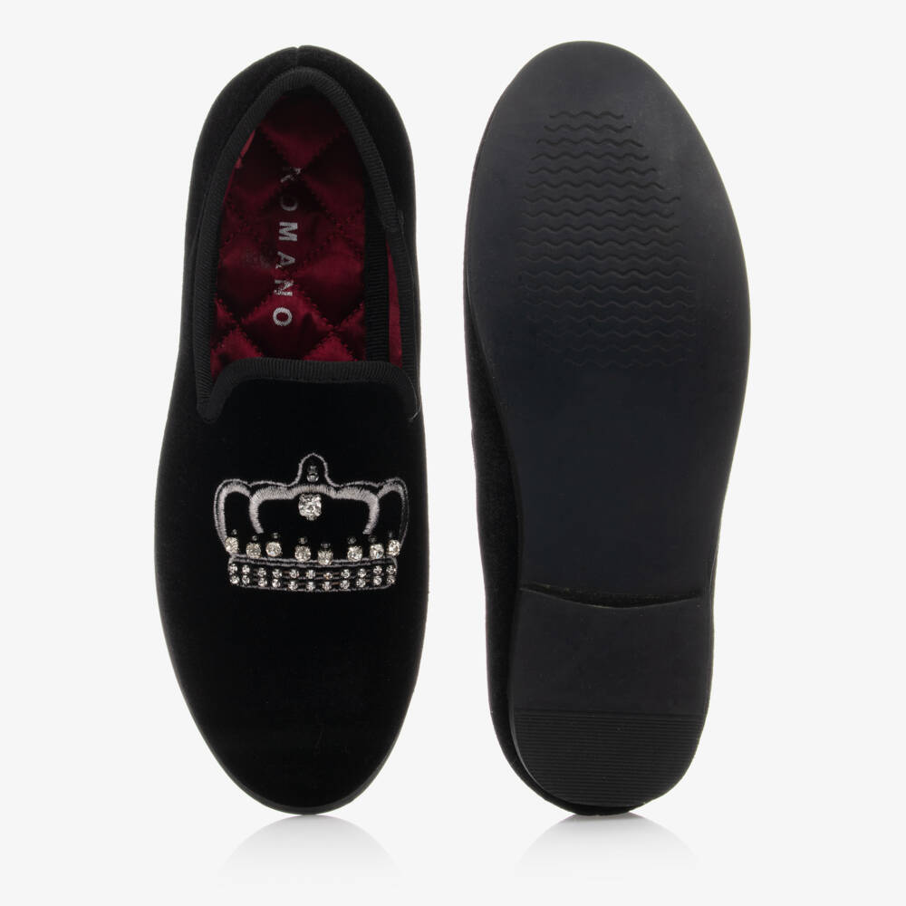 Romano-Boys Elegant Black Velvet Loafers | Childrensalon Outlet