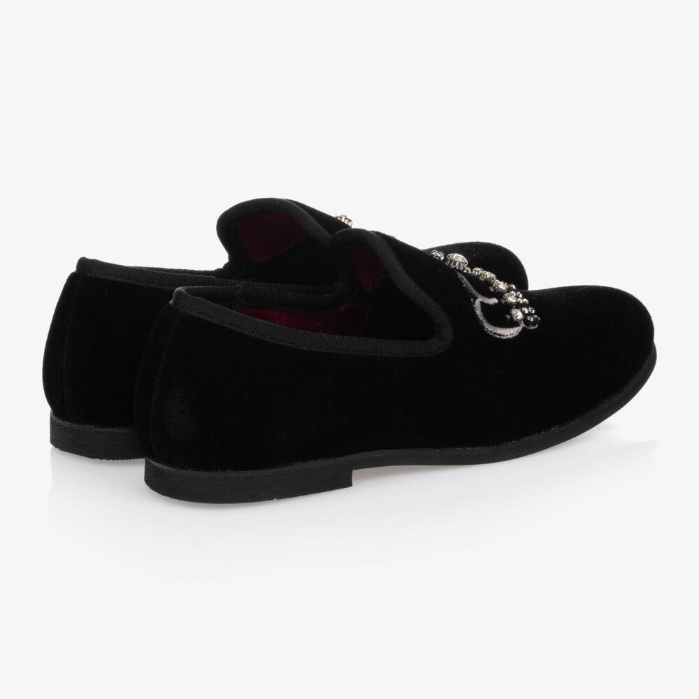 Romano-Boys Elegant Black Velvet Loafers | Childrensalon Outlet
