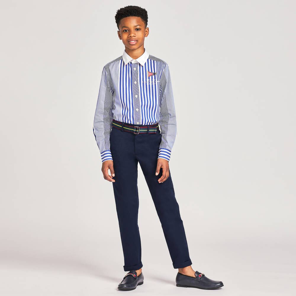 Romano-Boys Elegant Navy Slip-On Loafers | Childrensalon Outlet