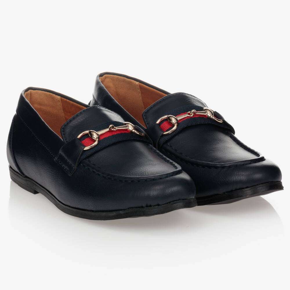 Romano-Boys Elegant Navy Slip-On Loafers | Childrensalon Outlet