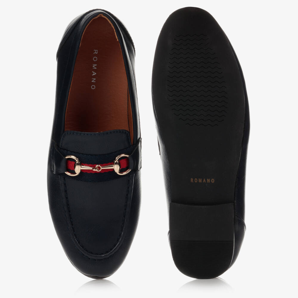 Romano-Boys Elegant Navy Slip-On Loafers | Childrensalon Outlet