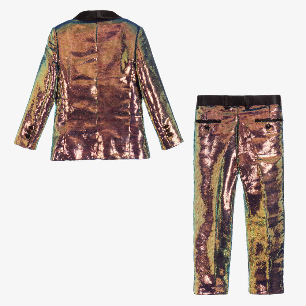Romano-Boys Glittering Gold Sequin Suit | Childrensalon Outlet