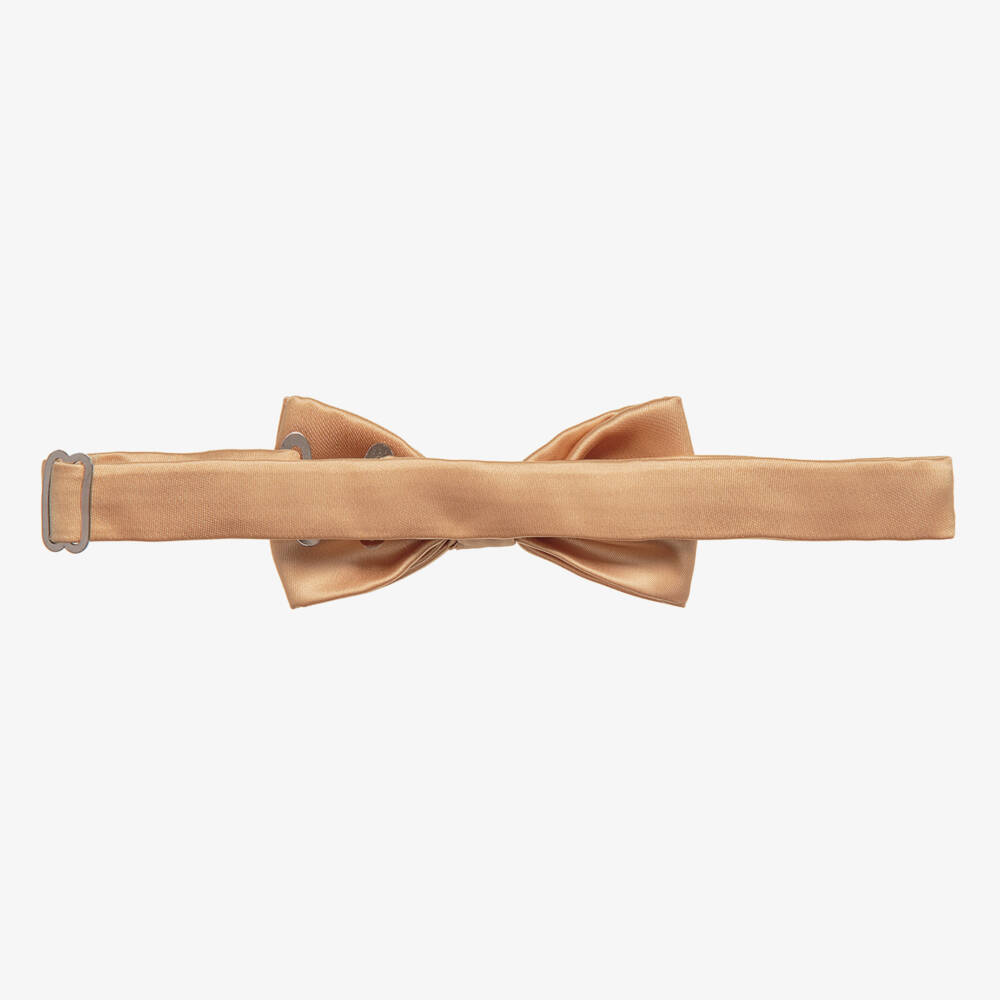 Romano-Boys Gold Satin Bow Tie (10cm) | Childrensalon Outlet