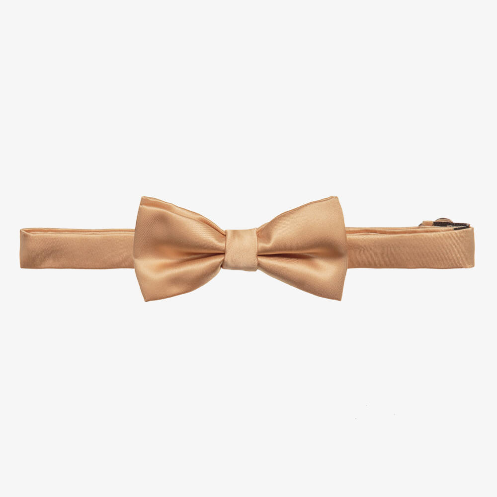 Romano-Boys Gold Satin Bow Tie (10cm) | Childrensalon Outlet