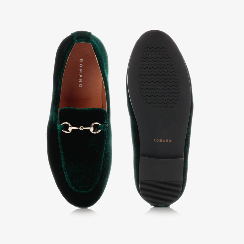 Romano-Boys Green Velvet Loafers | Childrensalon Outlet