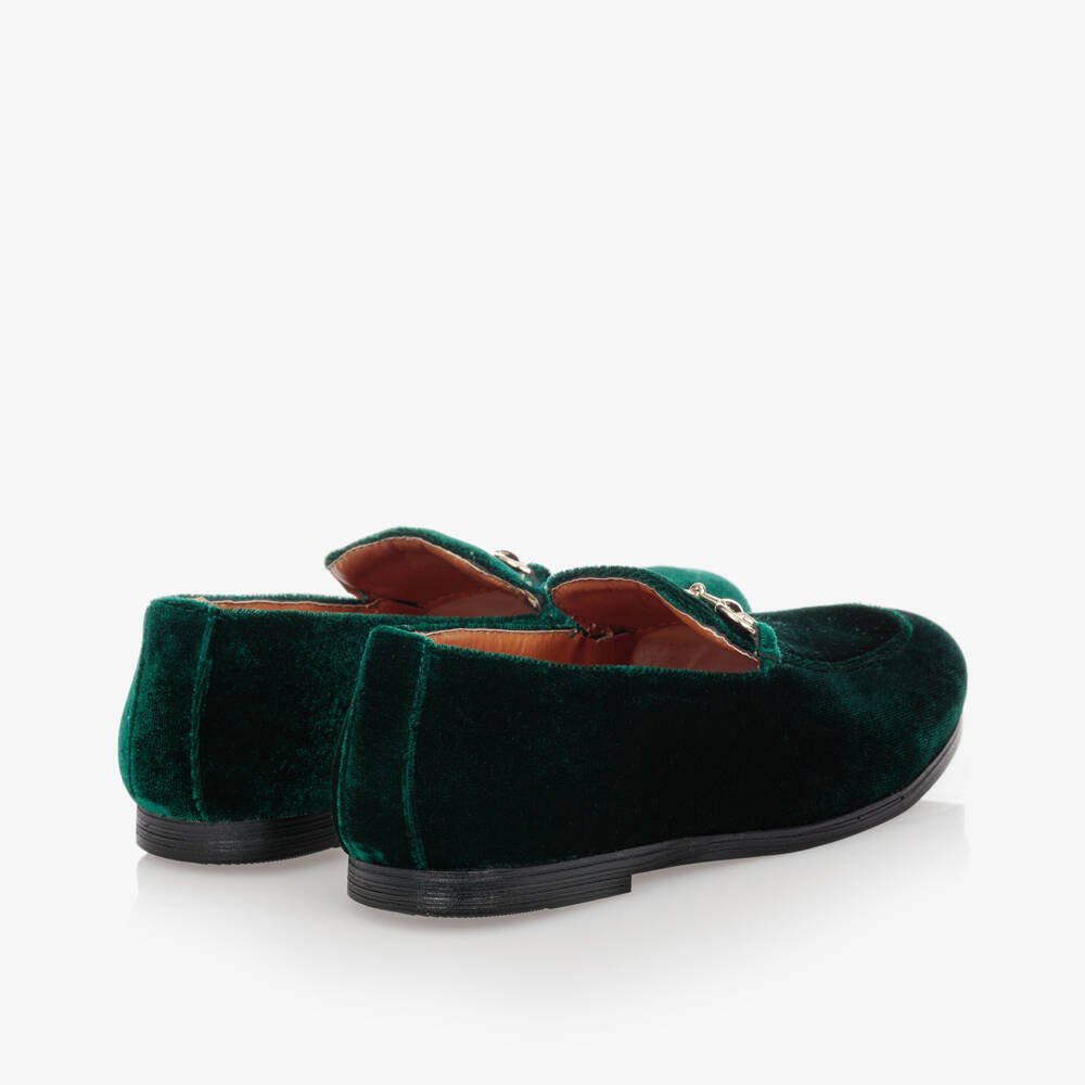 Romano-Boys Green Velvet Loafers | Childrensalon Outlet