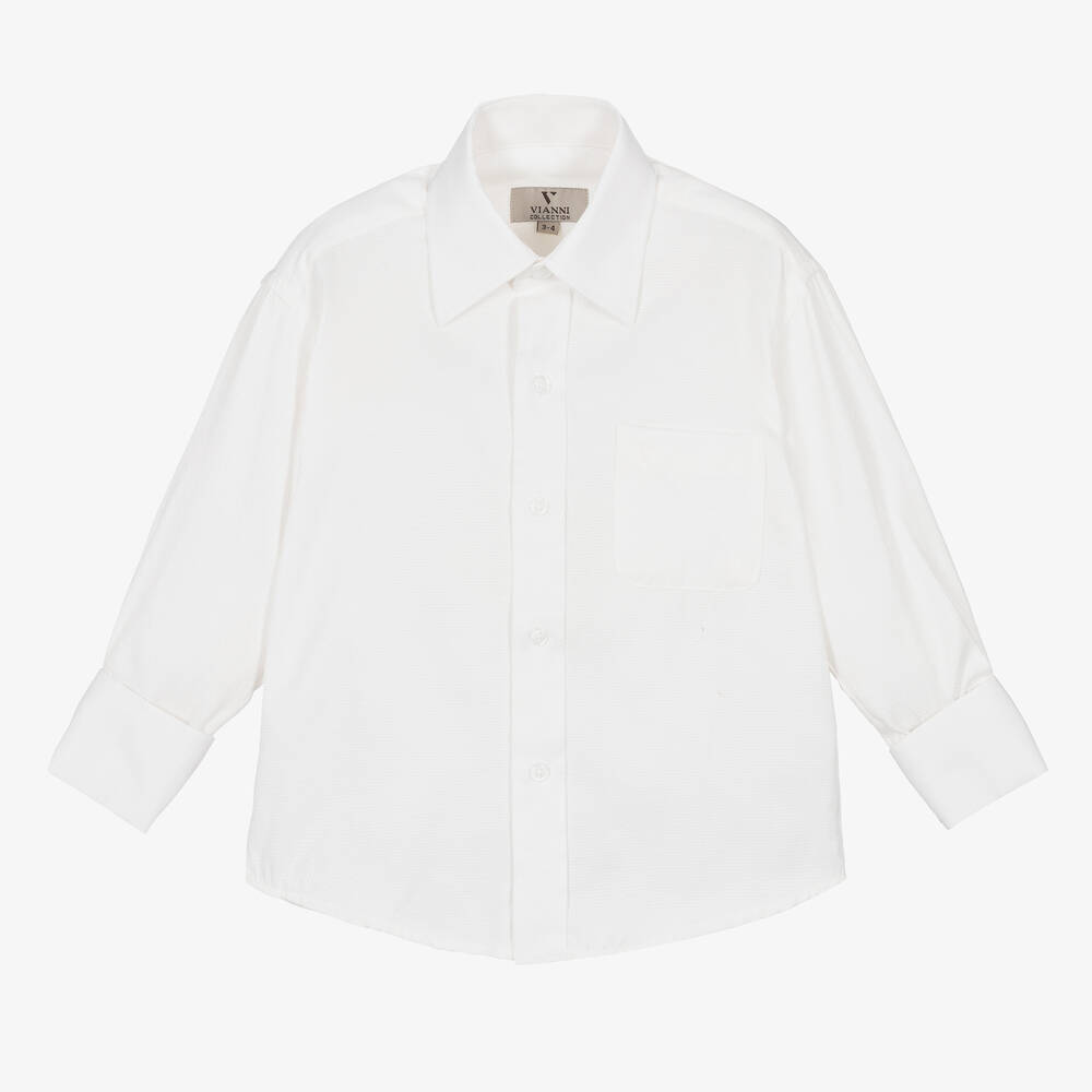Romano Vianni - Кремовая хлопковая рубашка для мальчиков  | Childrensalon