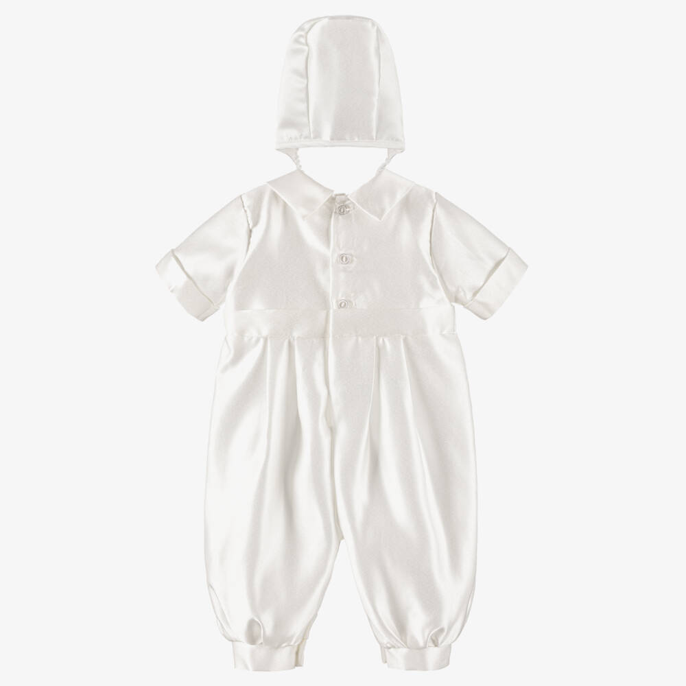 Romano-Boys Ivory Satin Babysuit Set | Childrensalon Outlet