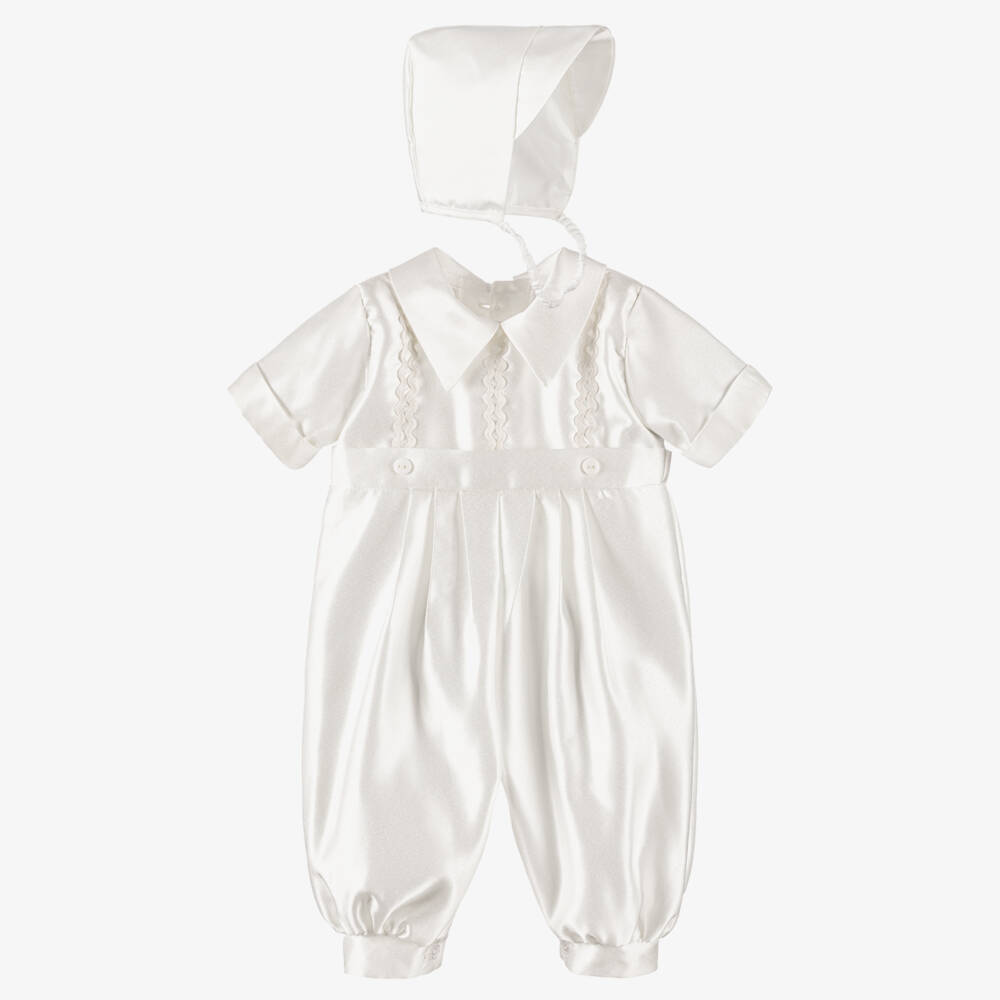 Romano-Boys Ivory Satin Babysuit Set | Childrensalon Outlet