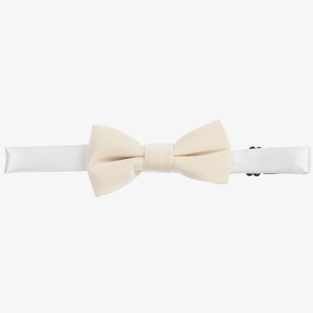 Romano - Boys Ivory Velvet Bow Tie (10cm) | Childrensalon