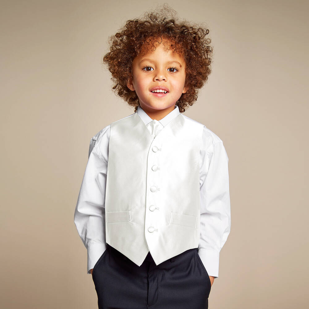 Roma e Toska Вианни-Boys Ivory Waistcoat & Adjustable Tie Set | Childrensalon Outlet