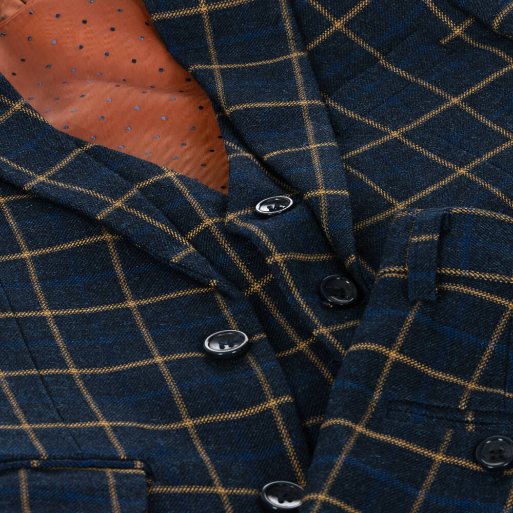 Romano-Boys Midnight Checkered Suit Set | Childrensalon Outlet