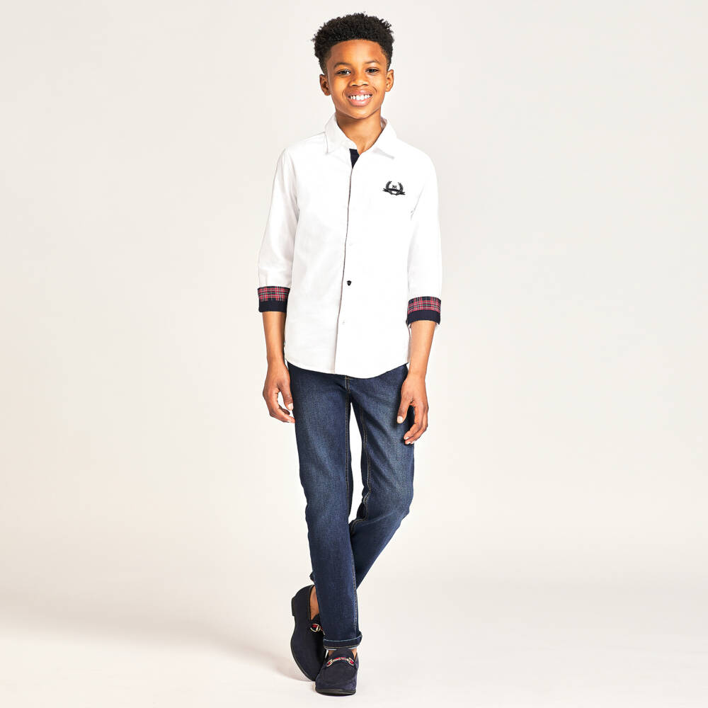 Romano-Boys Navy Faux Suede Loafers | Childrensalon Outlet