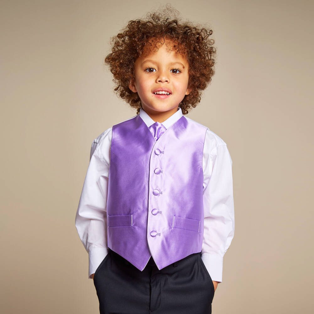 Roma e Toska Вианни-Boys Purple Waistcoat & Adjustable Tie Set | Childrensalon Outlet