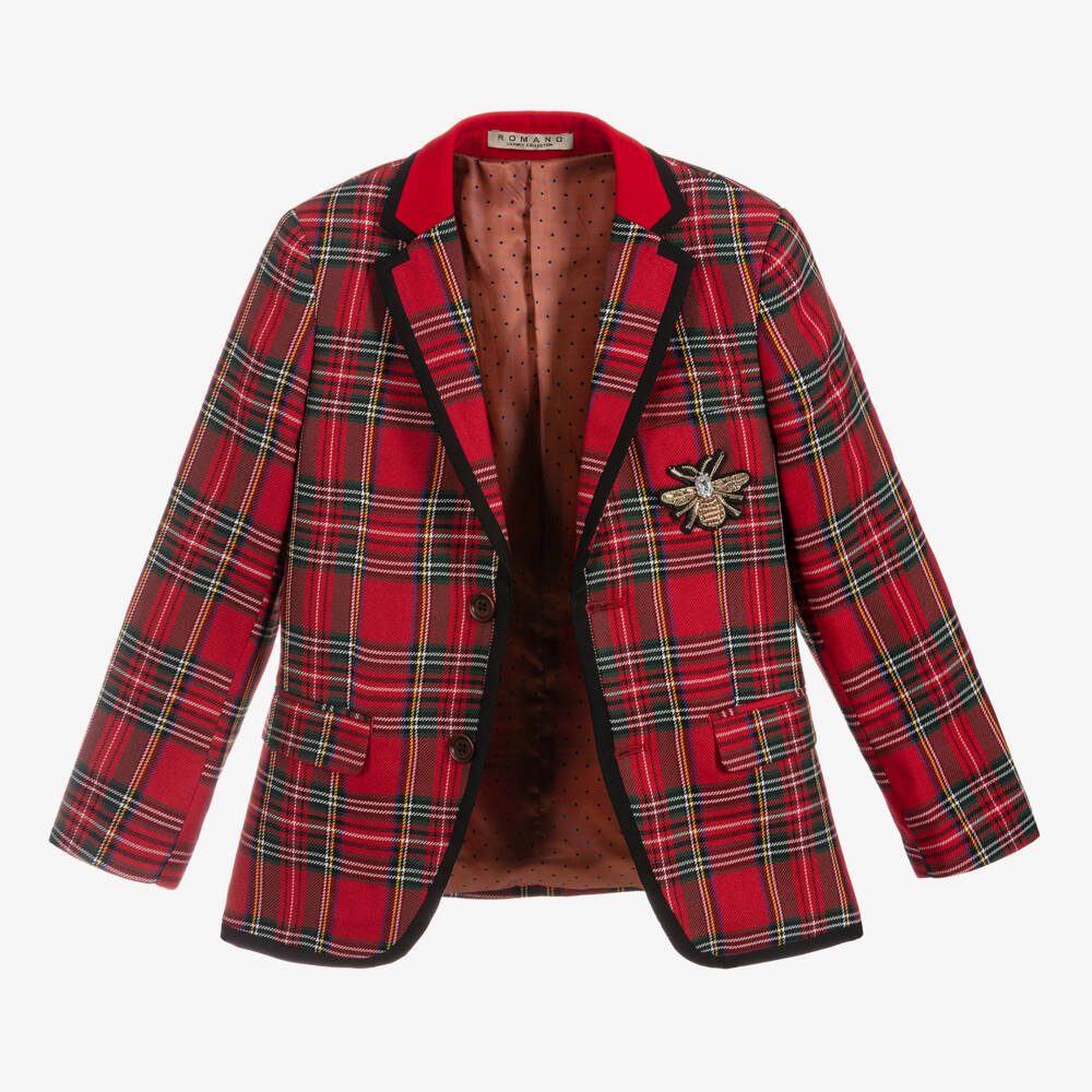 Romano-Boys Red & Black Tartan Suit | Childrensalon Outlet