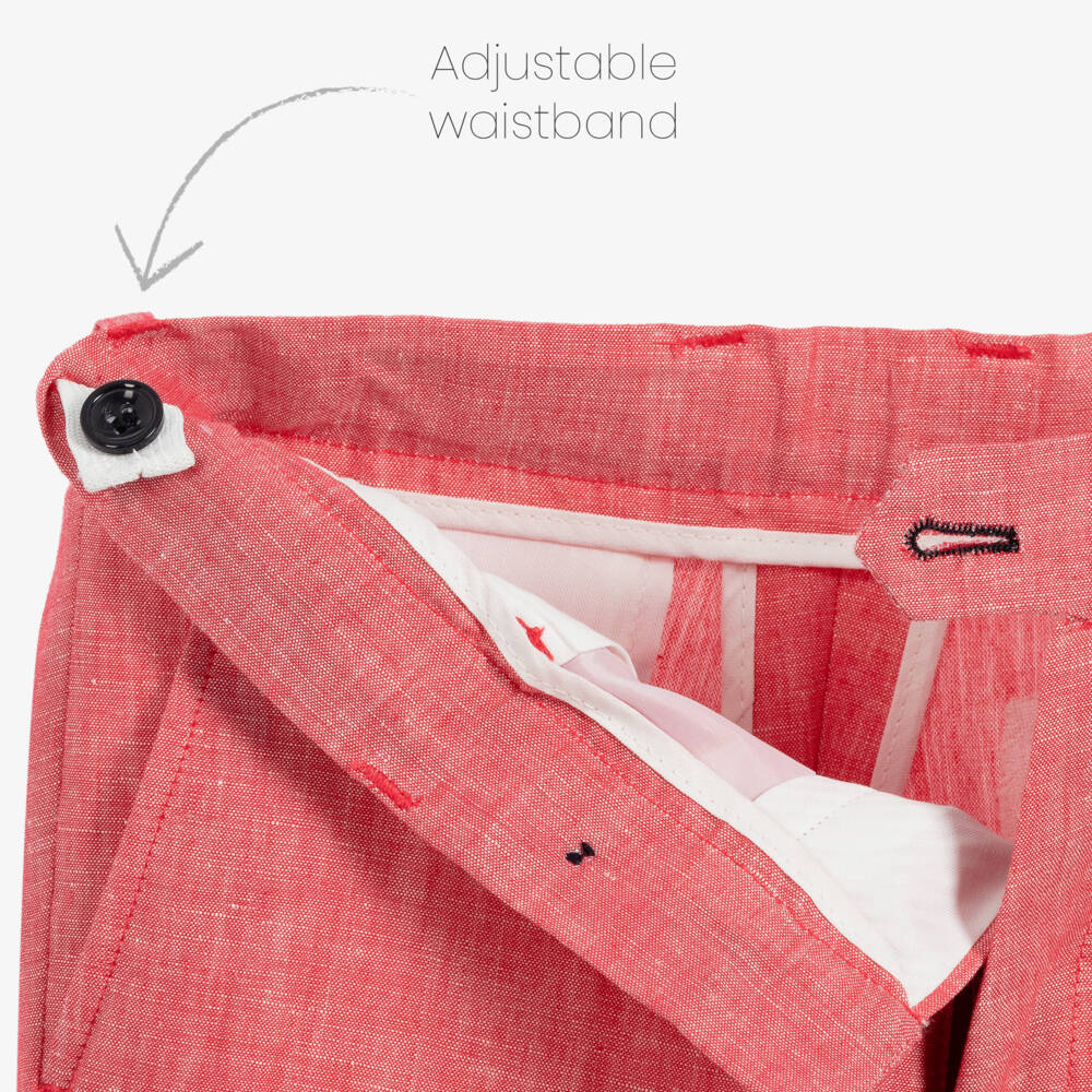 Romano-Boys Red Linen Suit | Childrensalon Outlet