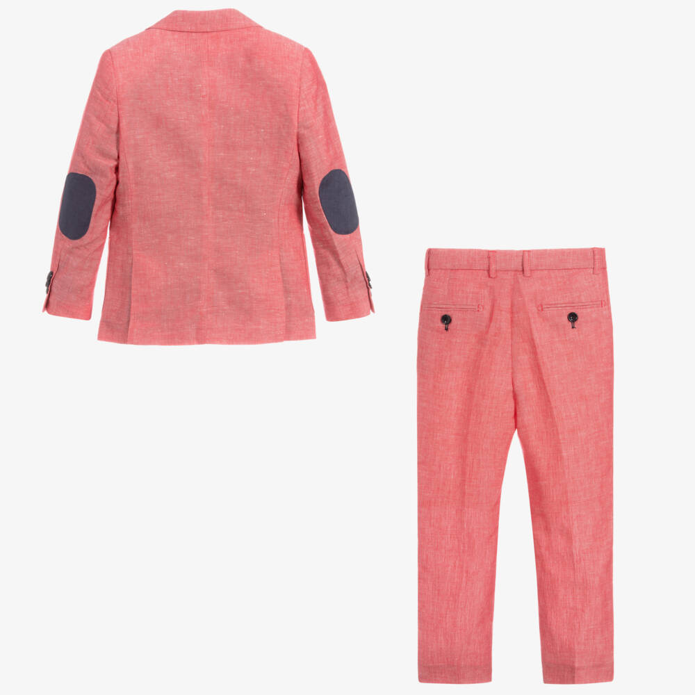 Romano-Boys Red Linen Suit | Childrensalon Outlet