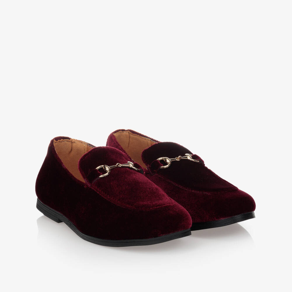 Romano-Boys Red Velvet Loafers | Childrensalon Outlet