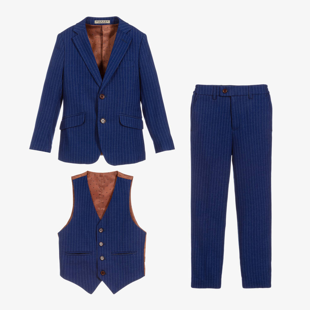 Romano-Boys Royal Blue Pinstripe Suit | Childrensalon Outlet