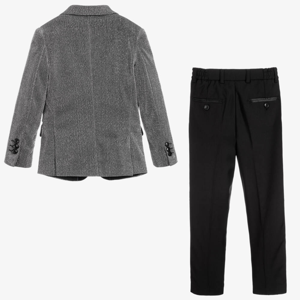 Roma e Toska-Блестящий серебряный костюм для мальчиков | Childrensalon Outlet