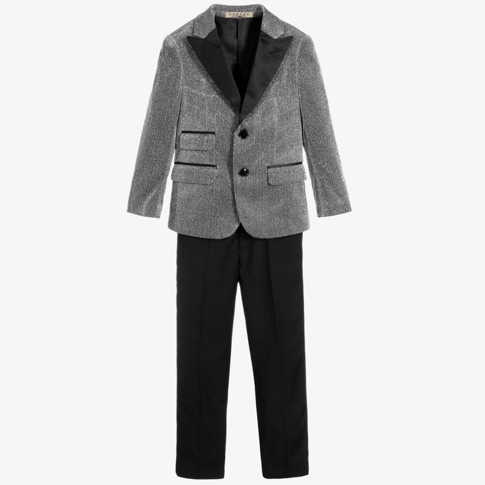 Romano-Boys Silver & Black Suit | Childrensalon Outlet