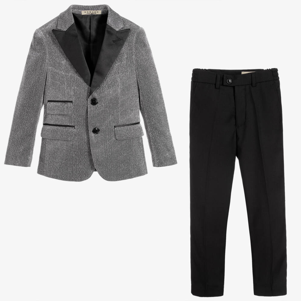 Romano-Boys Sparkling Silver Formal Suit | Childrensalon Outlet