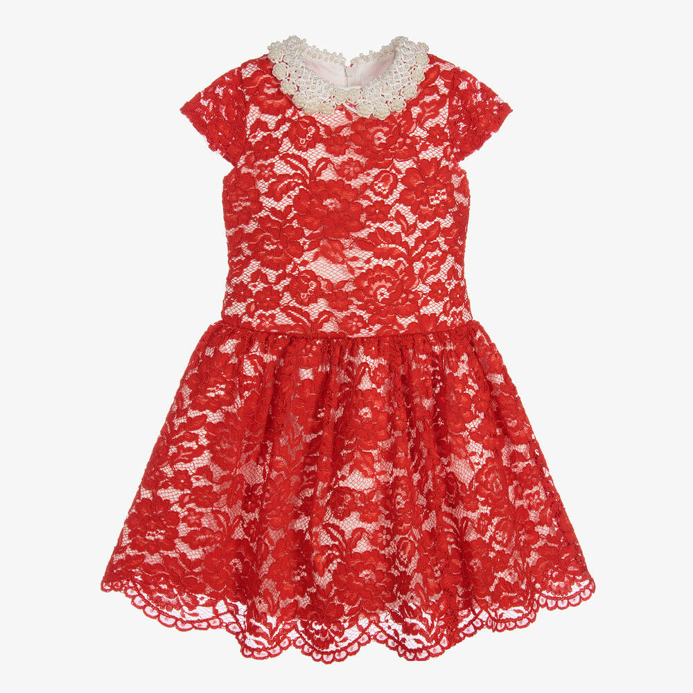 Romano Princess - Girls Beaded Collar Lace Dress | Childrensalon