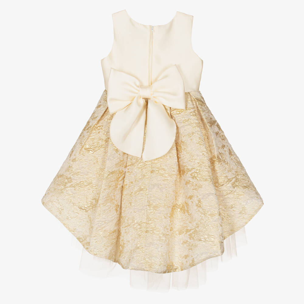 Romano-Girls Beige & Gold Brocade Dress  | Childrensalon Outlet