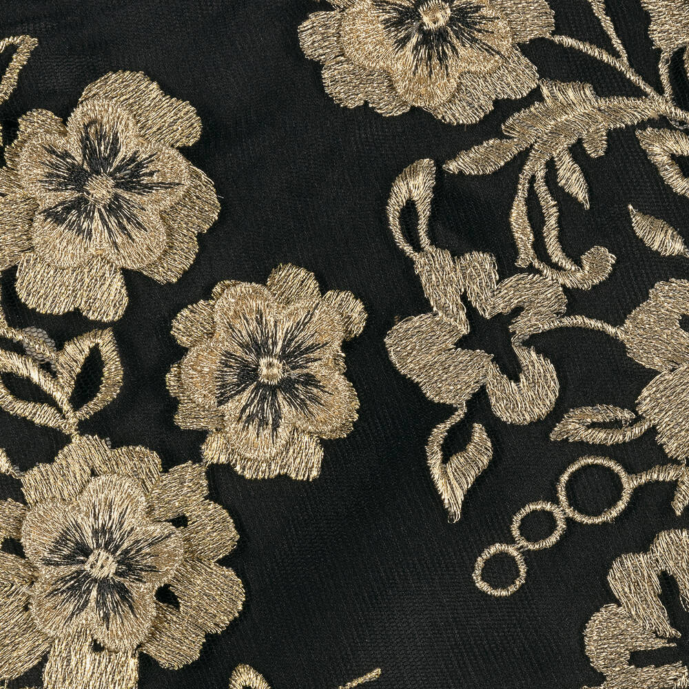 رومانو-فستان وحقيبة أورغانزا، ساتان وتول مطرز لون أسود وذهبي | Childrensalon Outlet