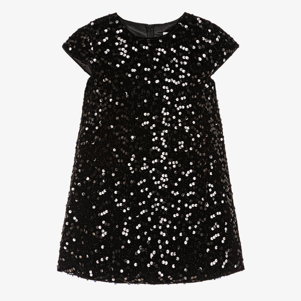 Romano-Girls Black Sequined Velvet Dress | Childrensalon Outlet