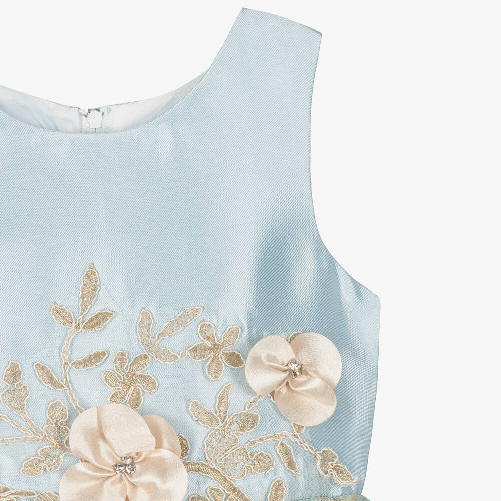 Romano-Girls Blue & Gold Brocade Dress  | Childrensalon Outlet