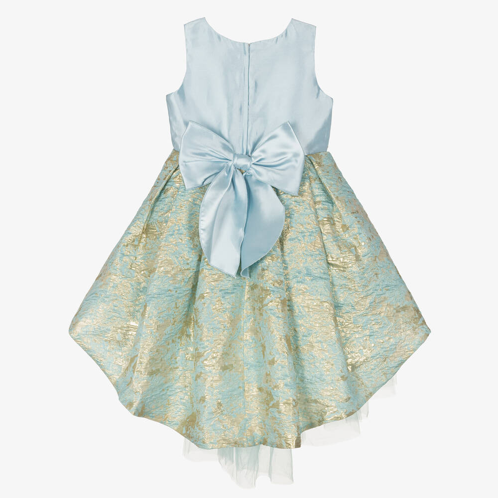 Romano-Girls Blue & Gold Brocade Dress  | Childrensalon Outlet