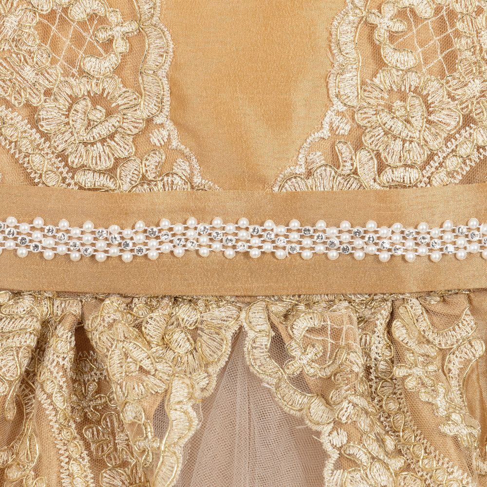 Romano Princess-فستان دانتيل و تول لون ذهبي | Childrensalon Outlet