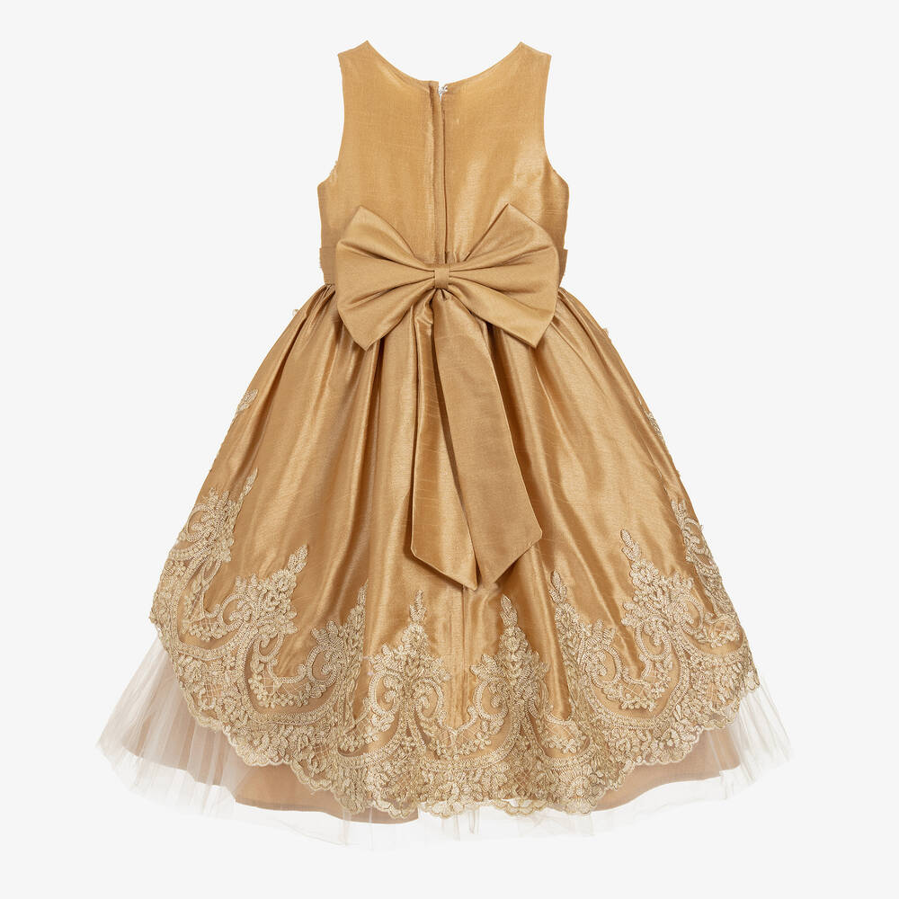 Romano Princess-فستان دانتيل و تول لون ذهبي | Childrensalon Outlet