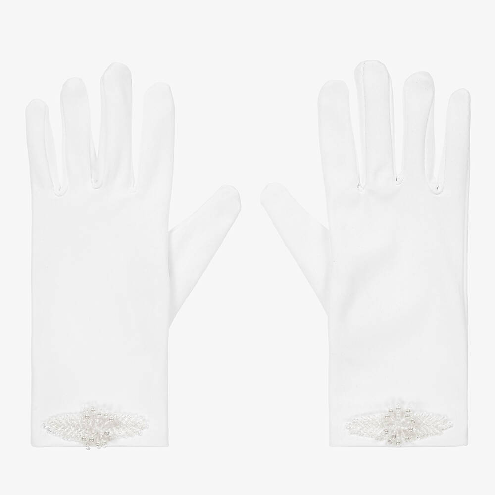 Romano-Girls Ivory Embellished Gloves | Childrensalon Outlet