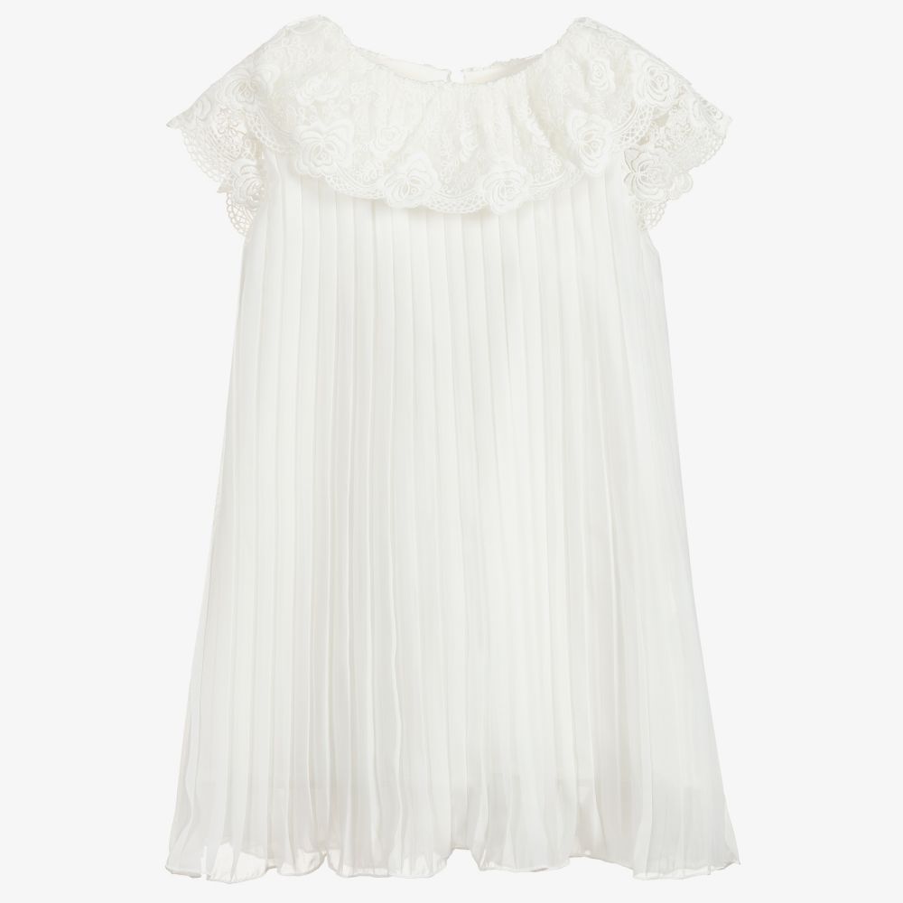 Romano Princess - Girls Ivory Pleated Dress | Childrensalon