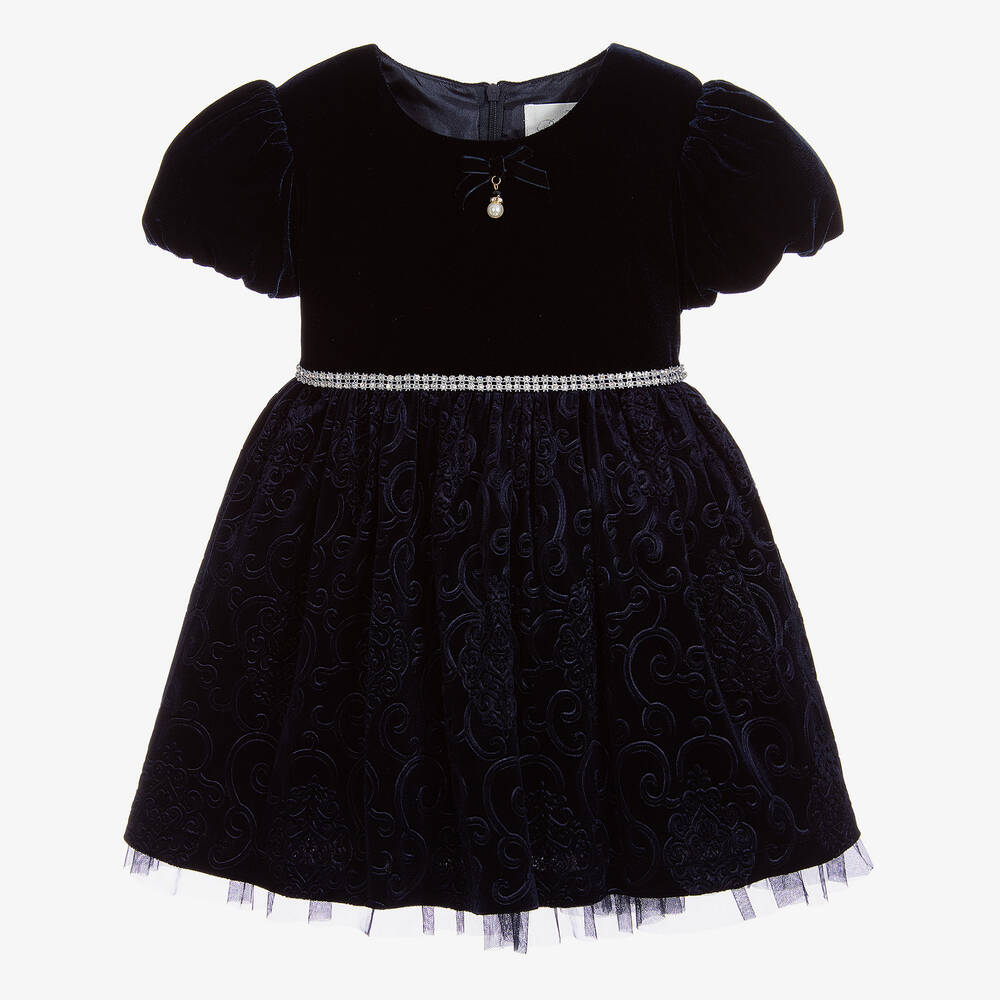 Romano Princess - فستان مخمل لون أسود للفتيات  | Childrensalon