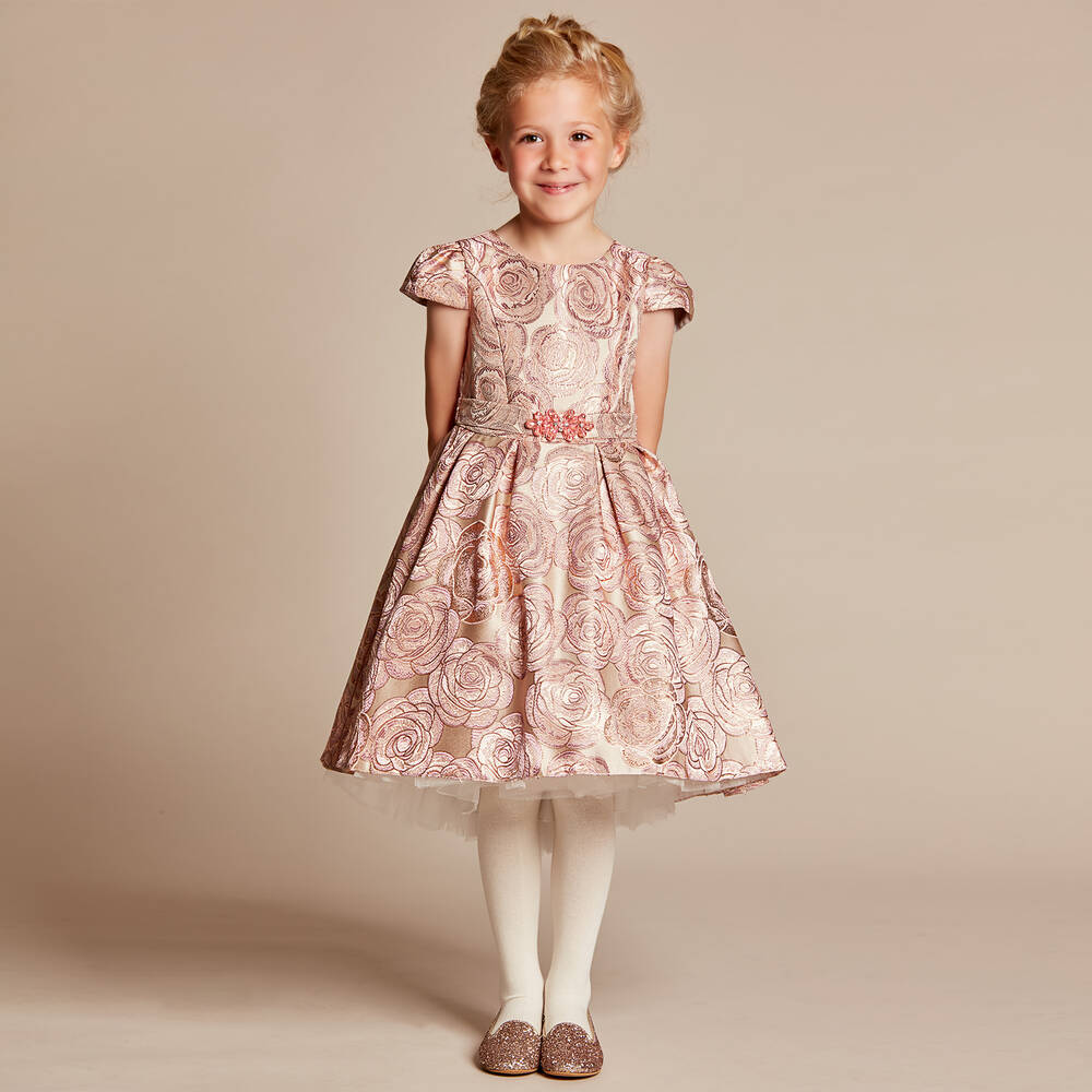 Romano-Girls Pink Brocade Dress Set | Childrensalon Outlet