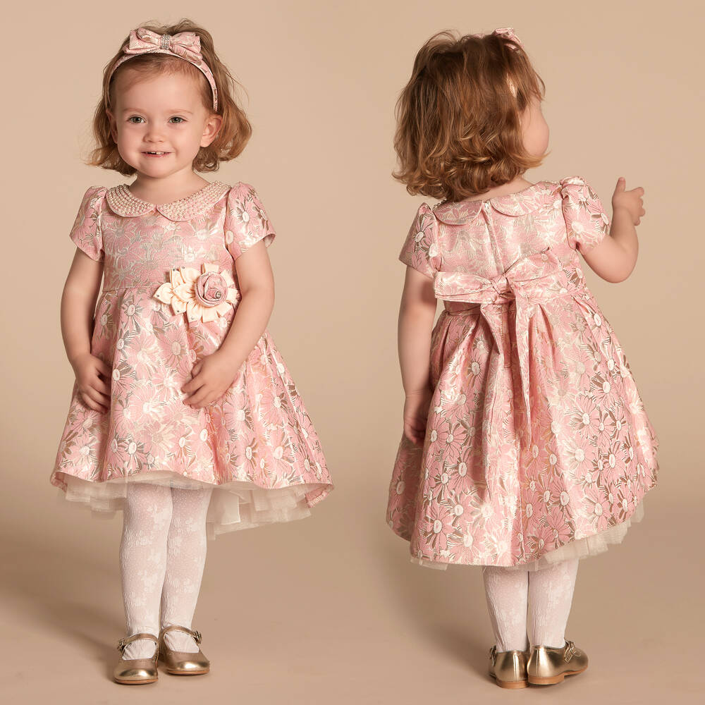 Romano-Girls Pink Floral Brocade Dress Set | Childrensalon Outlet