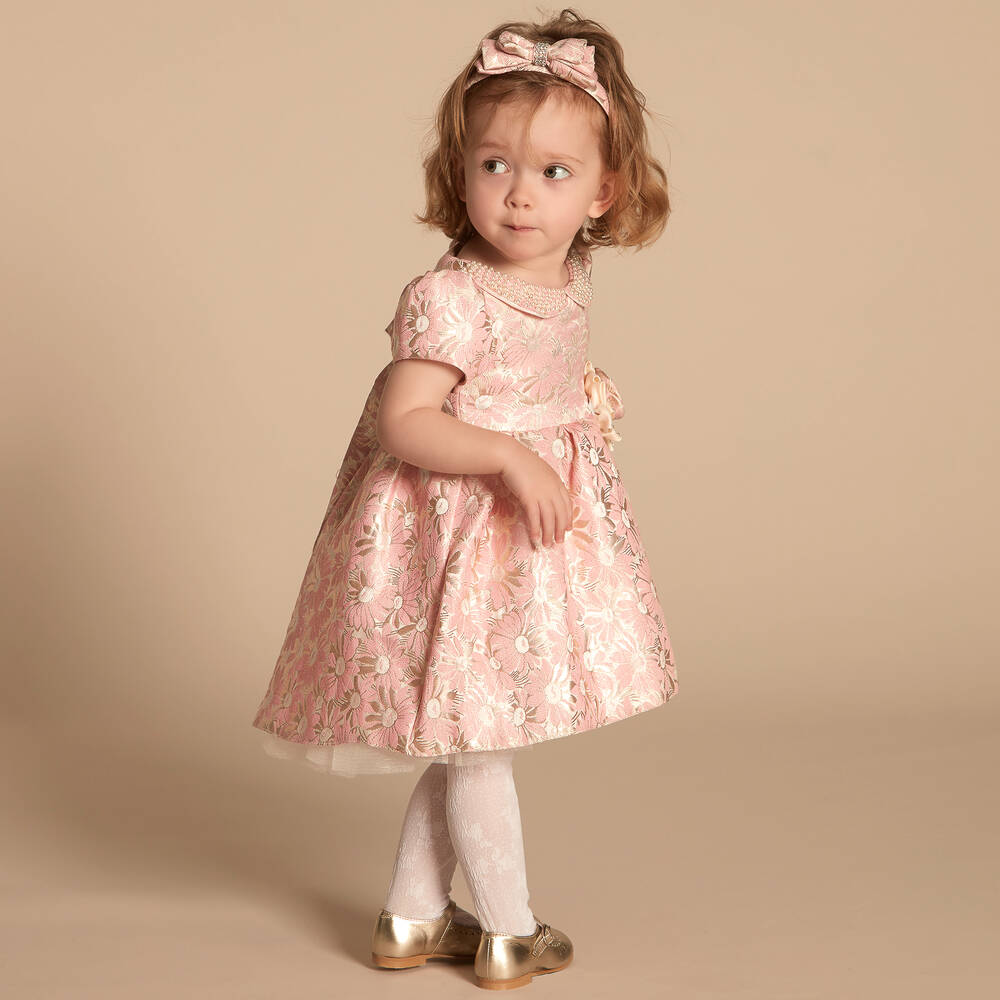 Romano-Girls Pink Floral Brocade Dress Set | Childrensalon Outlet